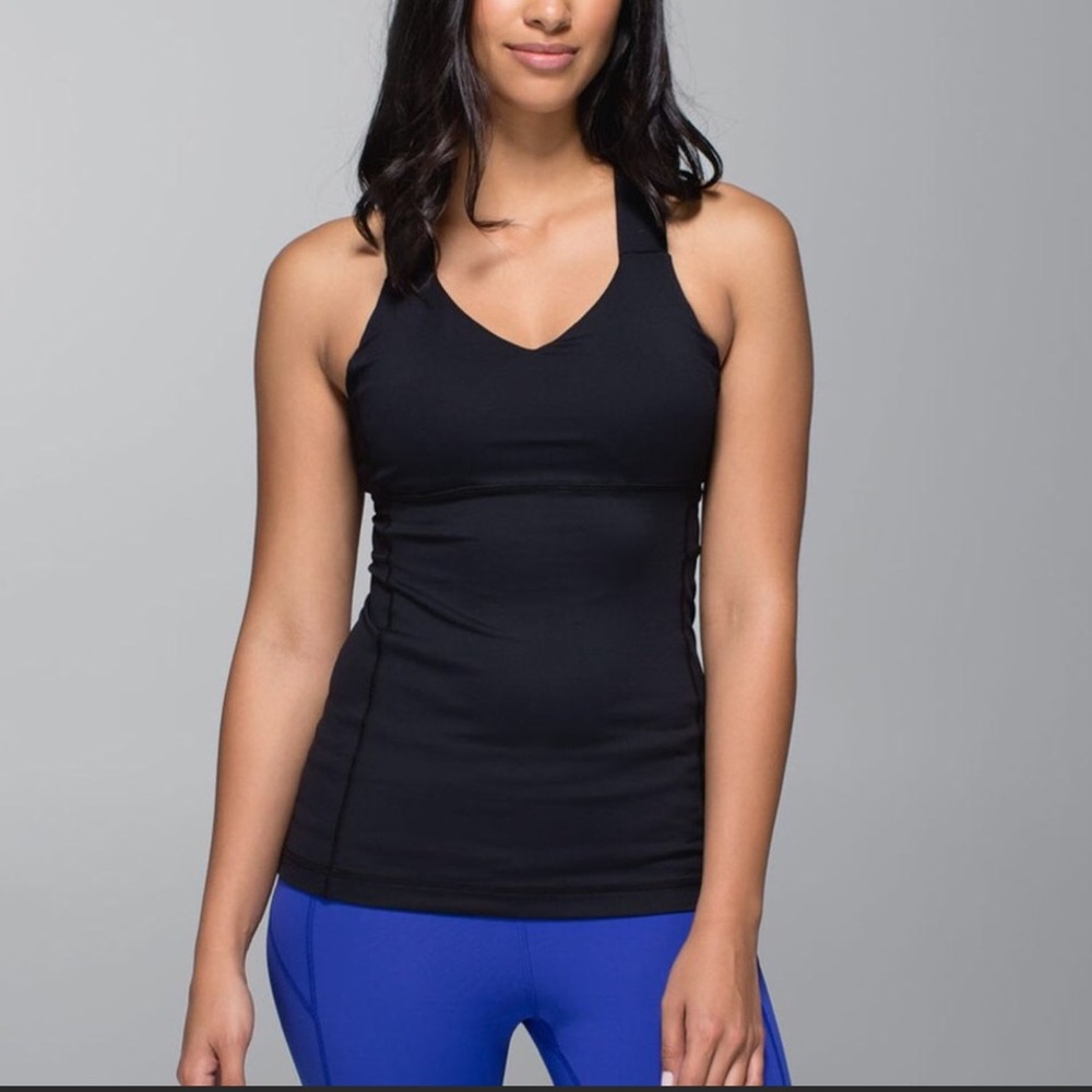 - Lululemon black sports bra mesh insert tank top